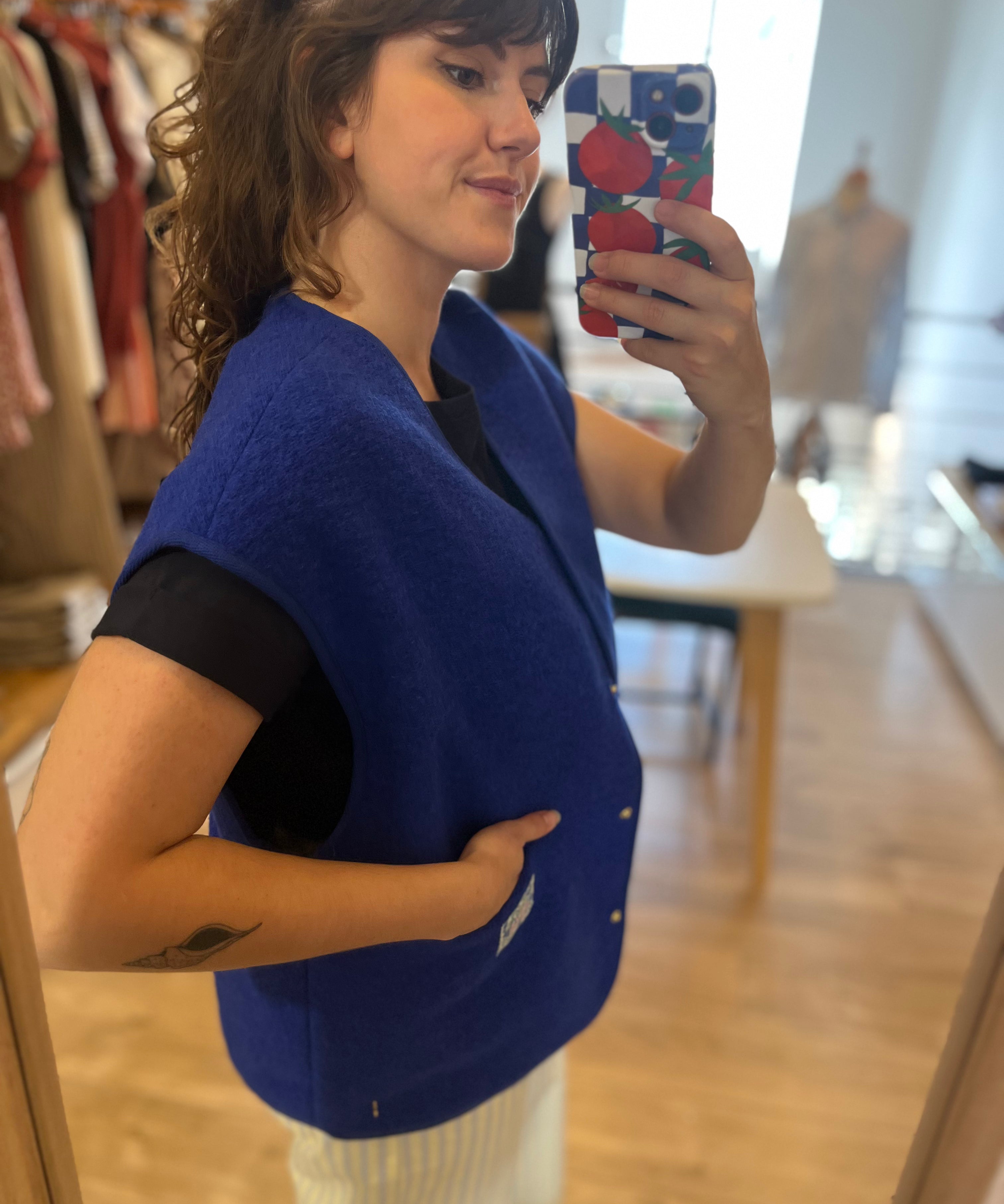 Veste sans manches en maille Gaelle - Indigo - DES PETITS HAUTS