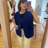 Veste sans manches en maille Gaelle - Indigo - DES PETITS HAUTS