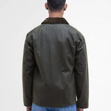 Vue de dos de la veste ciree courte Bedale vert fougere BARBOUR HOMME