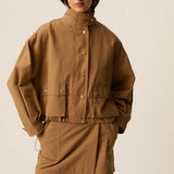 Veste courte oversize légère Leo ecorce - Camel - DES PETITS HAUTS