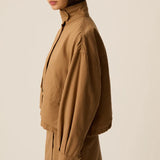 Veste courte oversize légère Leo ecorce - Camel - DES PETITS HAUTS