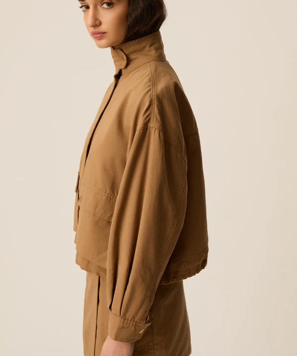 Veste courte oversize légère Leo ecorce - Camel - DES PETITS HAUTS