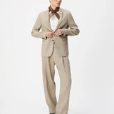 Veste de costume d'été en lin à col tailleur homme M340053 - Beige - IKKS MEN