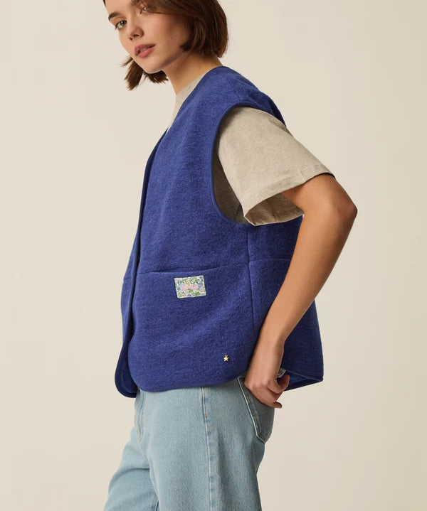 Veste sans manches en maille Gaelle - Indigo - DES PETITS HAUTS