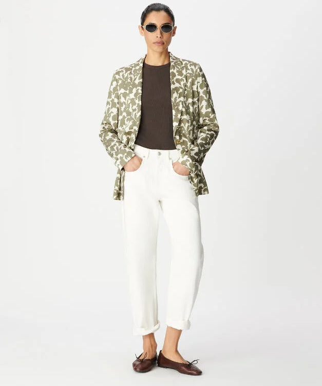 Veste tailleur imprimé en satin B340085 - Kaki - IKKS WOMEN
