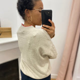 Pull col V et manches brodées Xellaver - Ecru - TBS Femme