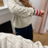 Pull col V et manches brodées Xellaver - Ecru - TBS Femme
