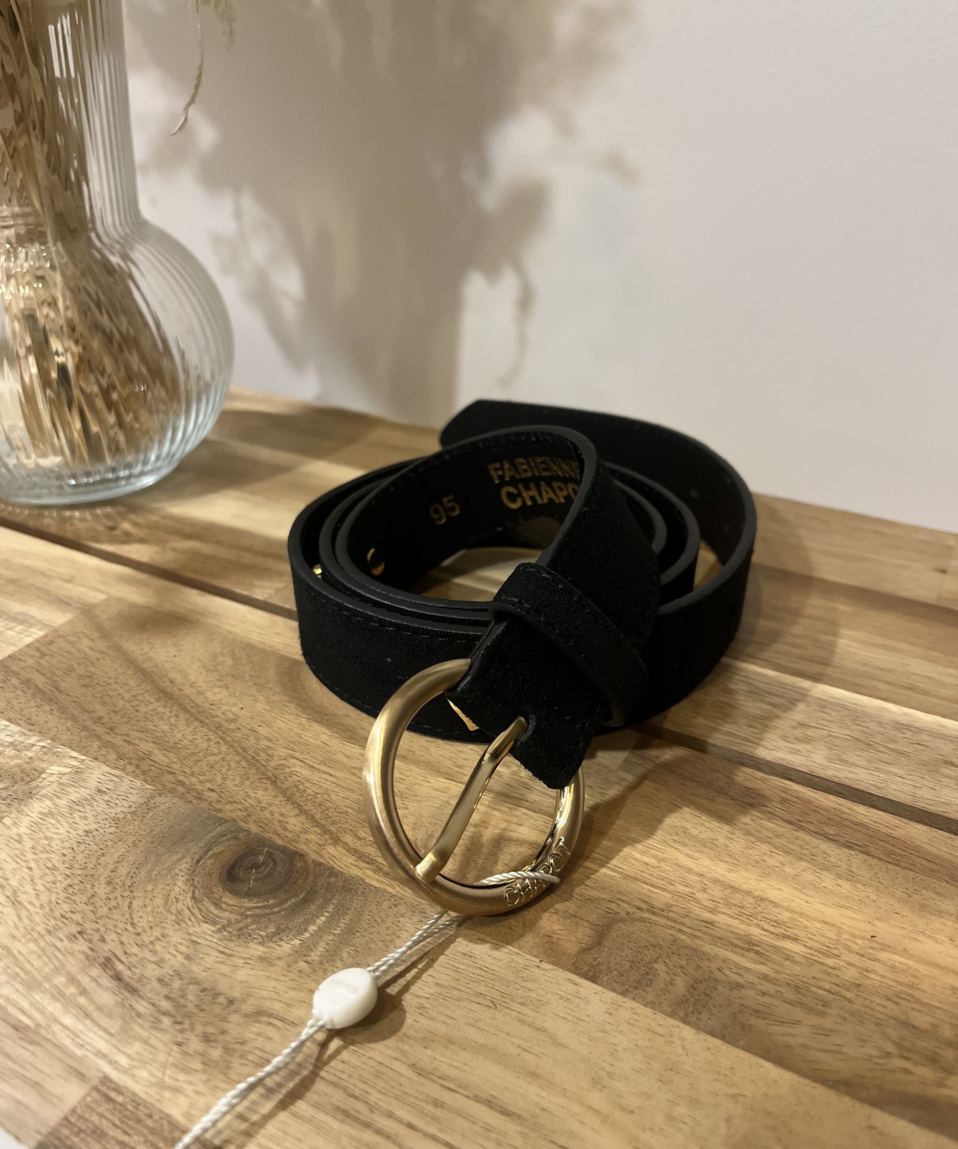 Ceinture en daim cœur - Noire - FABIENNE CHAPOT