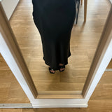Satin midi A-line skirt - Black - IKKS WOMEN