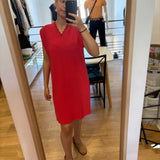 Short dress with lace collar - Coral red - IKKS WOMEN