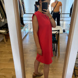 Short dress with lace collar - Coral red - IKKS WOMEN