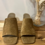 Mules à talon carré velours - Beige - IKKS WOMEN