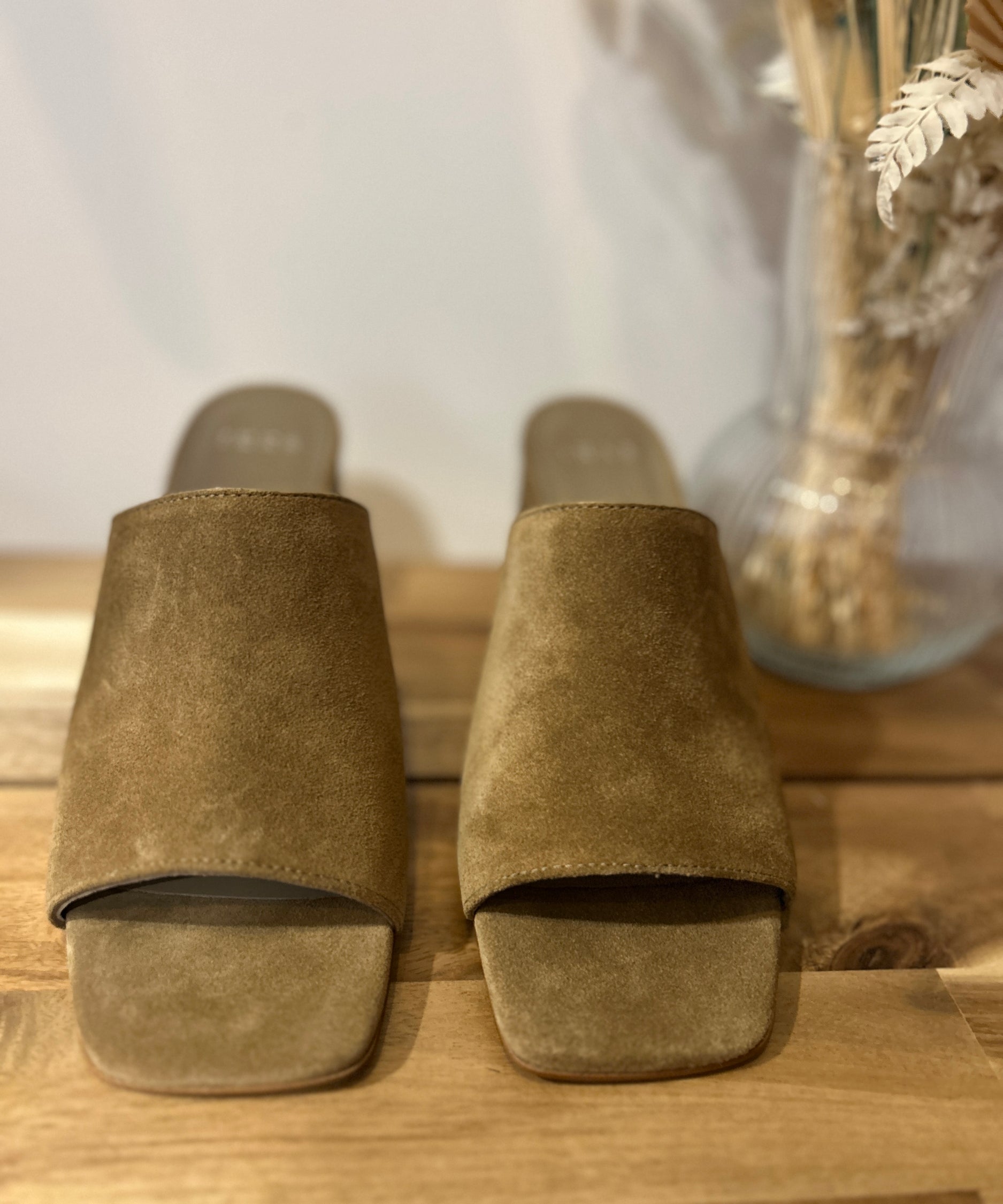 Mules à talon carré velours - Beige - IKKS WOMEN