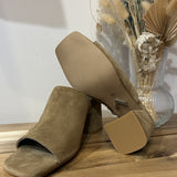 Mules à talon carré velours - Beige - IKKS WOMEN
