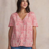 Chemise imprimée coraux marins Habbycha - Ecru - TBS FEMME