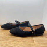 Ballerines plate en daim avec bride - Noir - LA BOTTINE SOURIANTE