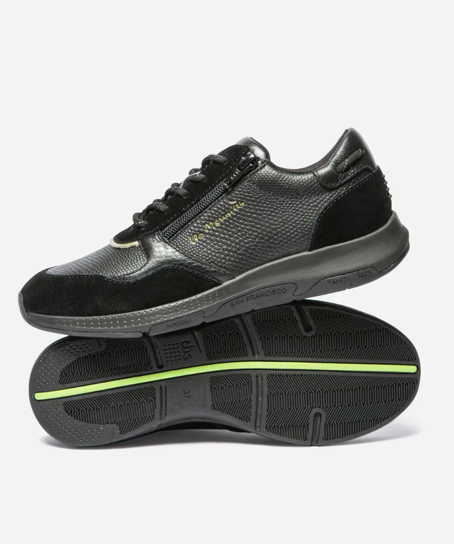 Running JAZAZIP TBS noire – vue de profil et semelle Technigrip