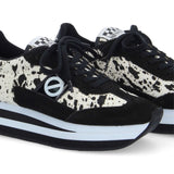 Baskets basses en cuir compensées Flex - Noir blanc - NO NAME