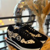 Baskets basses en cuir compensées Flex - Noir blanc - NO NAME