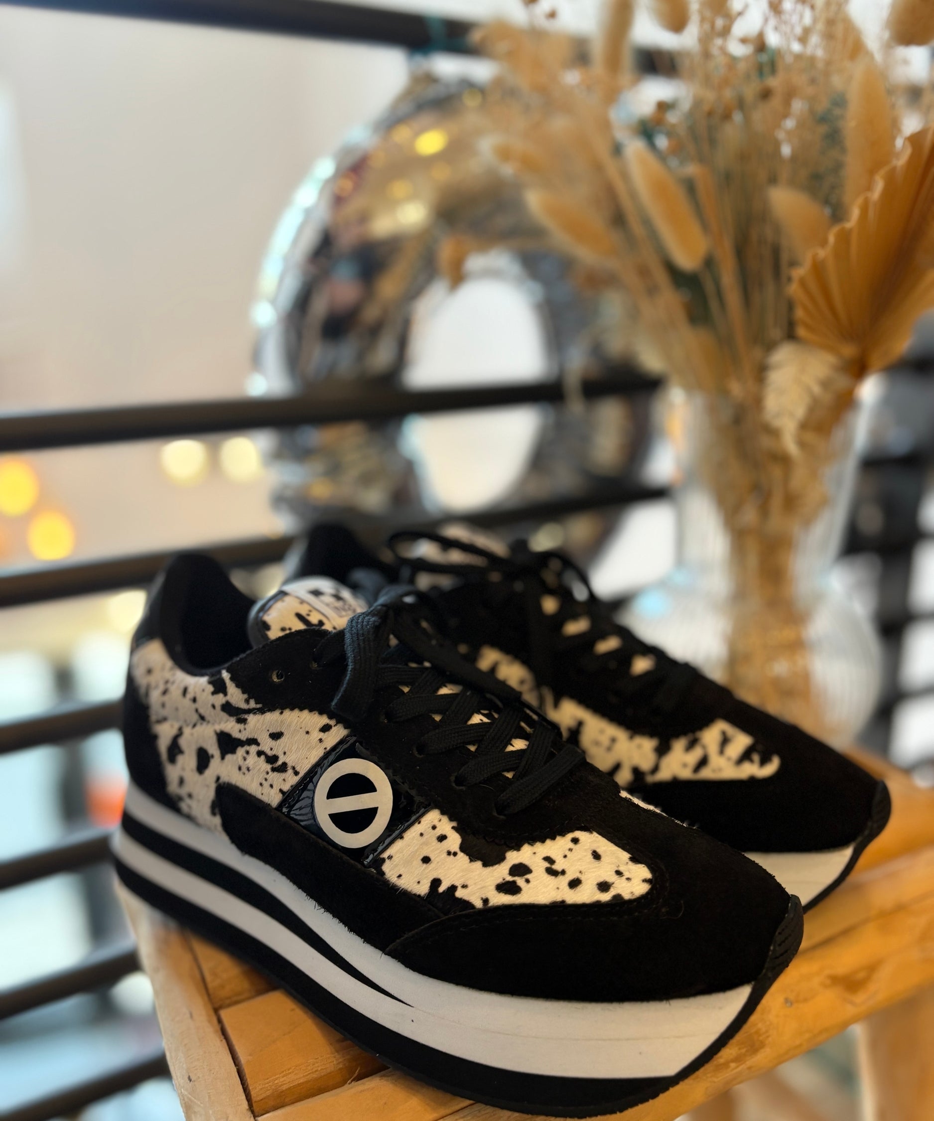 Baskets basses en cuir compensées Flex - Noir blanc - NO NAME