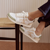 Baskets en cuir Hazel - Ecru et kaki clair - FAGUO FEMME
