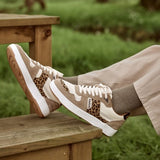 Baskets en cuir velours léopard Ceiba - Ecru - FAGUO FEMME