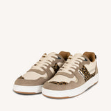 Baskets en cuir velours léopard Ceiba - Ecru - FAGUO FEMME