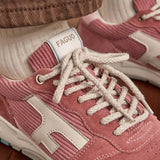 Baskets en cuir velours Olive - Rose - FAGUO FEMME