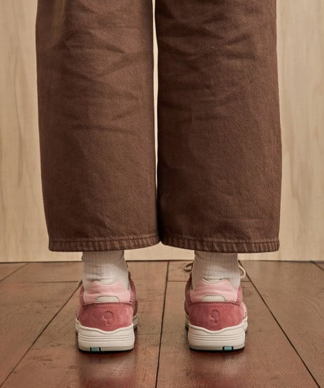 Baskets en cuir velours Olive - Rose - FAGUO FEMME