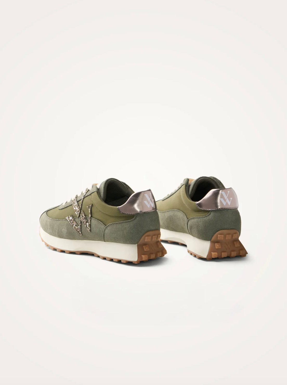 Baskets Flow Initials VANESSA WU kaki – vue arrière avec patch anthracite
