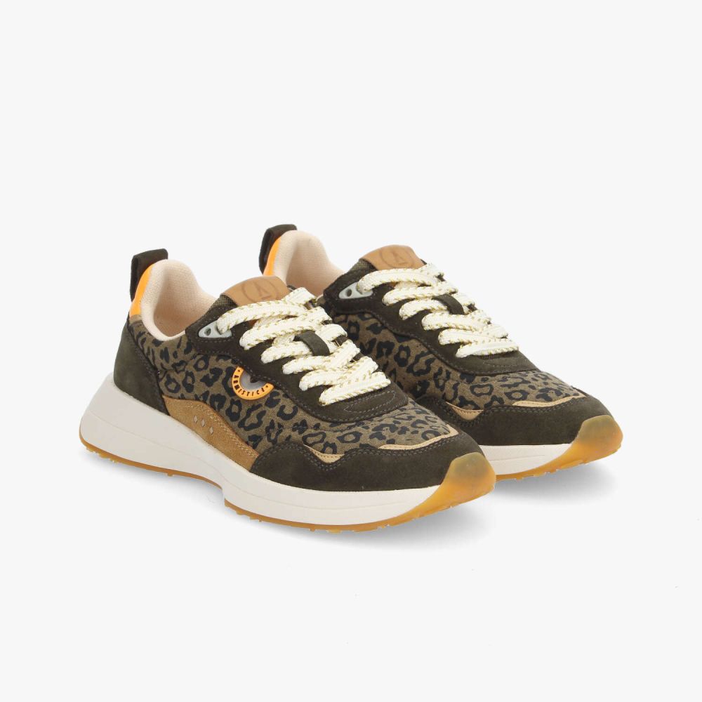 Baskets running léopard Moon Jogger - Olive - ARMISTICE