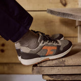 Baskets running homme Olive - Ecru - FAGUO HOMME