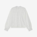 Blouse ABIGAIL GRACE & MILA ivoire – vue de dos avec fronces et fermeture à nouer
