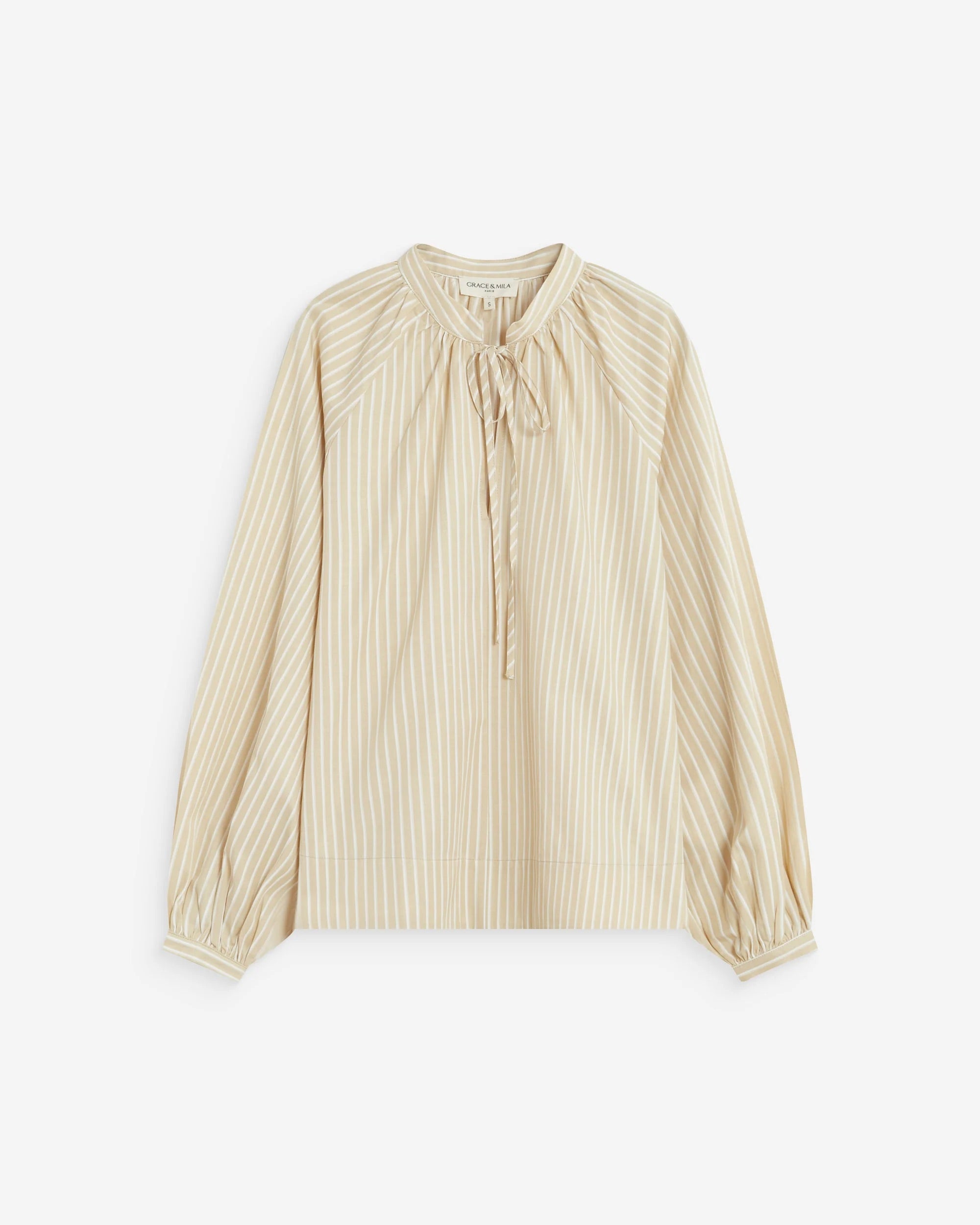 Blouse rayée ALBANE GRACE & MILA beige – vue produit de face