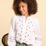 Blouse Broderies Fleurs - Blanc cassé - I.Code