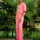 Pantalon large à imprimé solaire Jairo - Géranium - Suncoo
