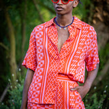 Luz Sun Print Button-Up Blouse - Geranium - Suncoo