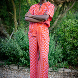 Luz Sun Print Button-Up Blouse - Geranium - Suncoo