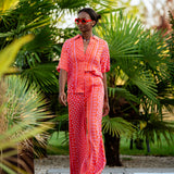 Luz Sun Print Button-Up Blouse - Geranium - Suncoo