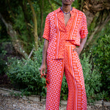 Luz Sun Print Button-Up Blouse - Geranium - Suncoo