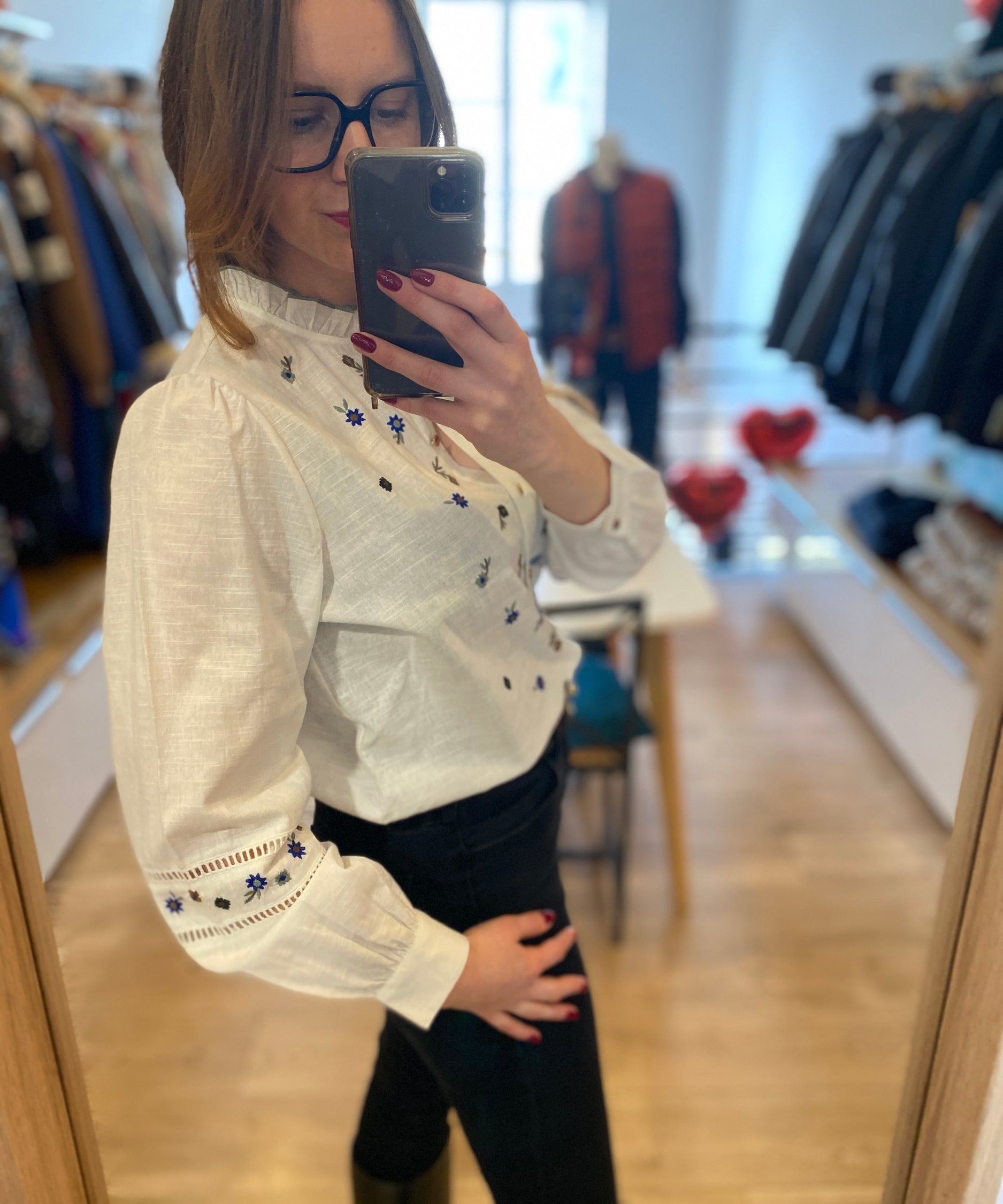 Blouse Broderies Fleurs - Blanc cassé - I.Code