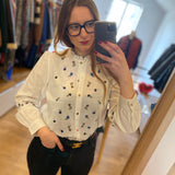 Blouse Broderies Fleurs - Blanc cassé - I.Code