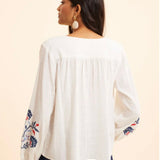 Blouse maxi broderie fleurs - Ecru - I.Code