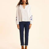 Blouse maxi broderie fleurs - Ecru - I.Code