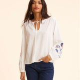 Blouse maxi broderie fleurs - Ecru - I.Code
