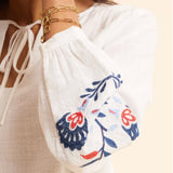 Blouse maxi broderie fleurs - Ecru - I.Code