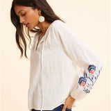 Blouse maxi broderie fleurs - Ecru - I.Code