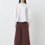 Blouse en coton brodée manches bouffantes Louane - Blanc cassé - SUNCOO