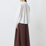 Blouse en coton brodée manches bouffantes Louane - Blanc cassé - SUNCOO