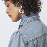 Blouse en denim clair col lavallière Laos - Bleu - SUNCOO